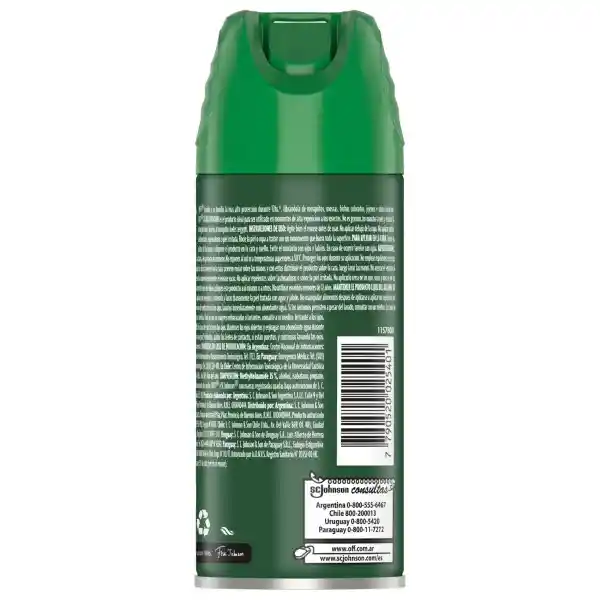 Repelente Para Mosquitos Off! Extra Duración Aerosol 170Cc