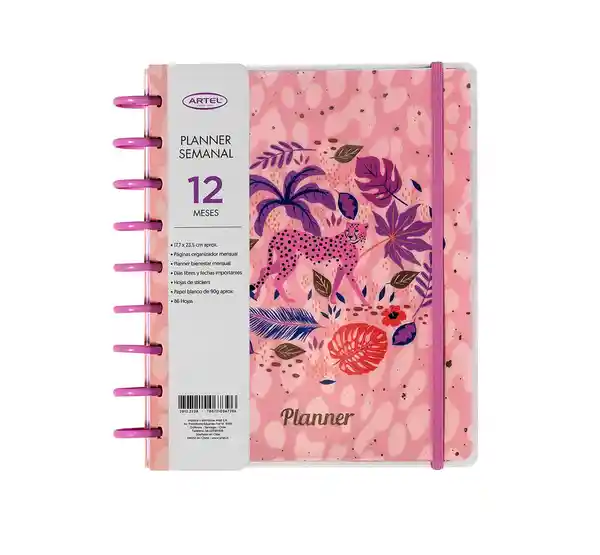 Artel Importado Planificador 12 Meses Discos Animal Pink
