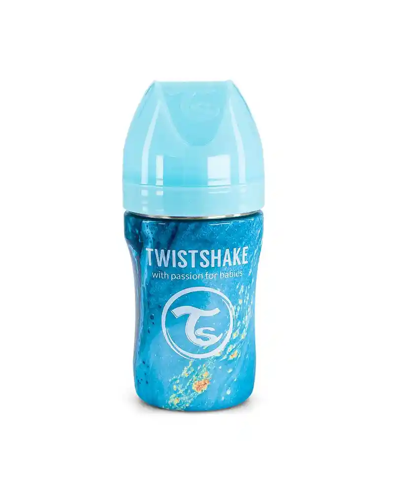 Twistshake Mamadera Acero Anti-Cólico Mármol Azul 260 mL