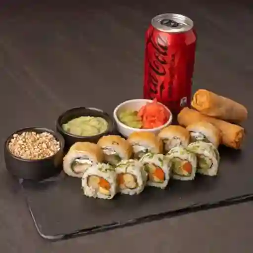 Vegetariano 10 Piezas, Arrollados, Salsa, Topping y Bebida