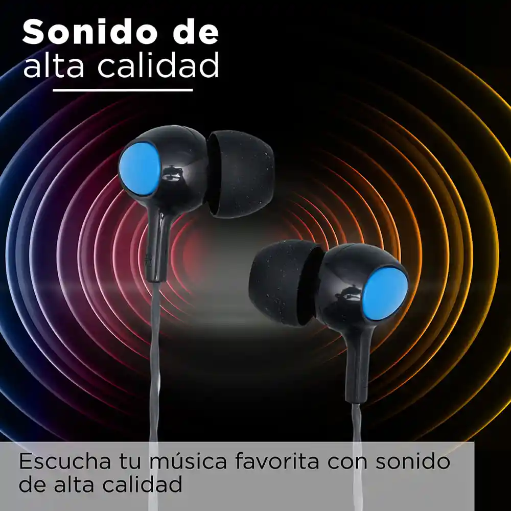 Miniso Audifonos De Cable Se383 Negro/azul 12m