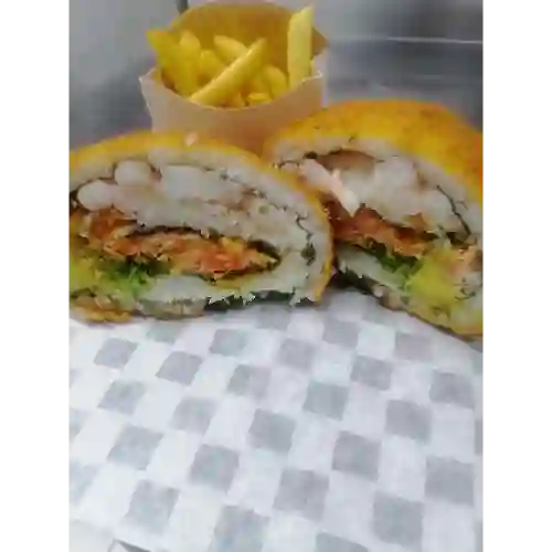 Sushiburger de Camaron y Salmon