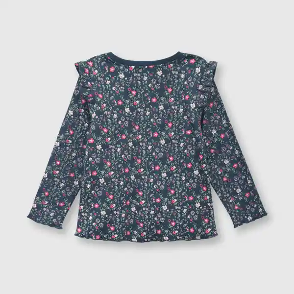 Polera de Bebé Niña Elasticada Flores Azulino Talla 36M Colloky