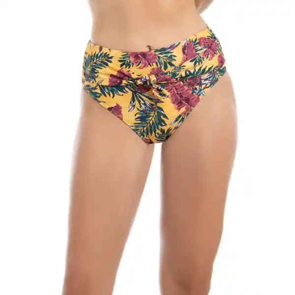 Bikini Calzón Con Amarra Estampado Amarillo Talla XL Samia