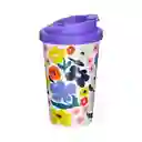 Vaso Térmico Plástico Con Diseño Morado 400 mL