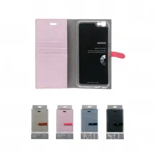 Funda Para Celular Tipo Cartera de Cuero Vivo Miniso