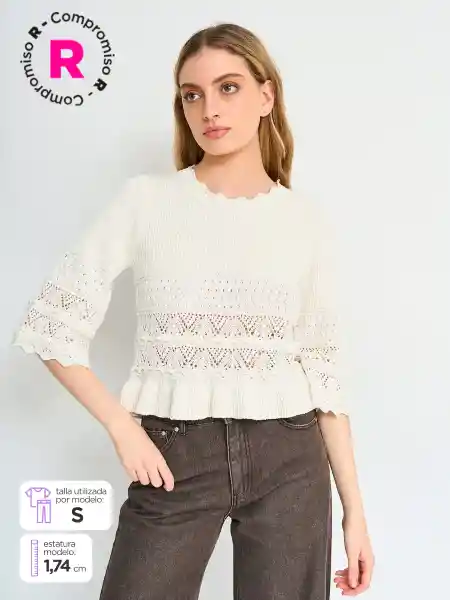 Index Súeter Manga Corta Derufle P4 Color Ecru M S25