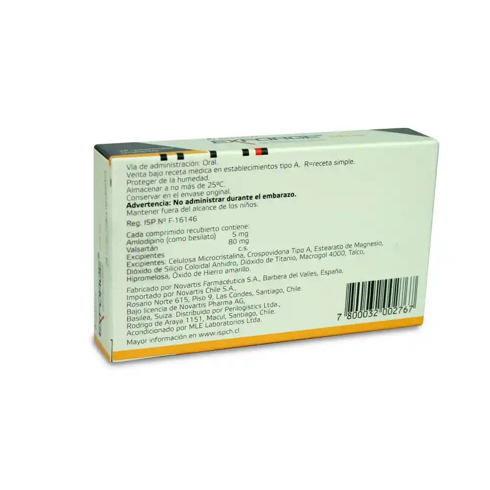 Exforge 5 mg/80 mg Comprimidos Recubiertos