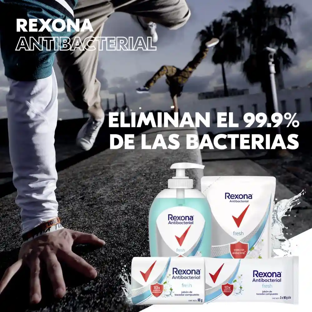 Rexona Jabon Antibacterial En Barra Fresh X 3 Un