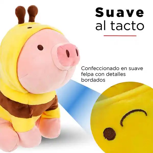 Miniso Peluche Cerdito Sentado Con Capucha de Abeja 29.8 cm