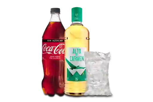 Pisco 35° 1.5L + bebida 1.5L + hielo 