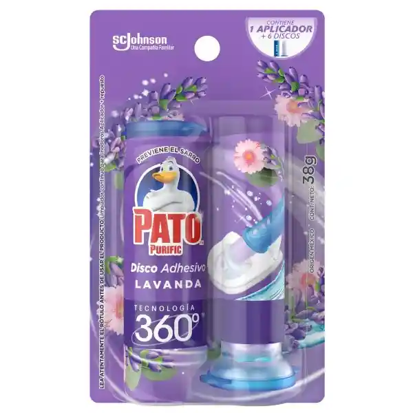 Disco Adhesivo Para Inodoro Pato Purific Lavanda 36 mL