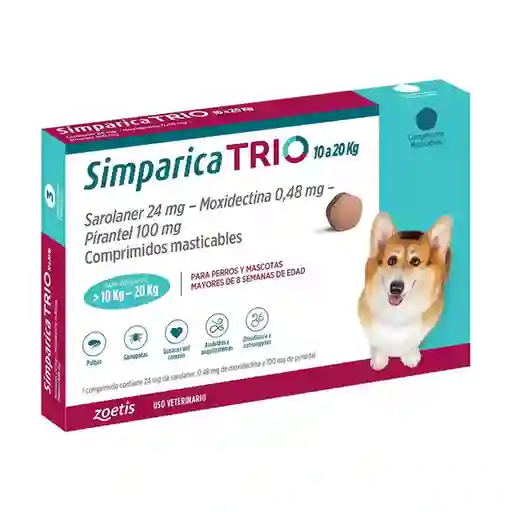 Simparica Antiparasitario Trío 10-20 Kg