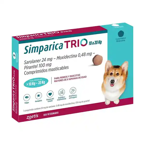Simparica Antiparasitario Trío 10-20 Kg