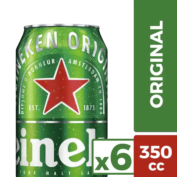 Heineken Cerveza Lager Prémium 6 x 350 cc