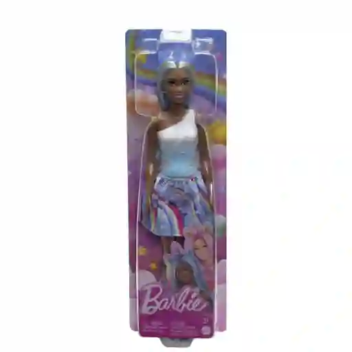 Barbie Muñeca Fantasía Unicornio Falda de Ensueño Azul - HRR14