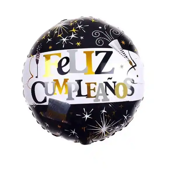 Globo Metálico Feliz Cumpleaños Negro Dorado