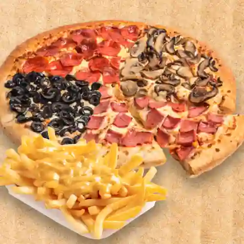 Pizza Mediana Premium + Papa Salsa Queso