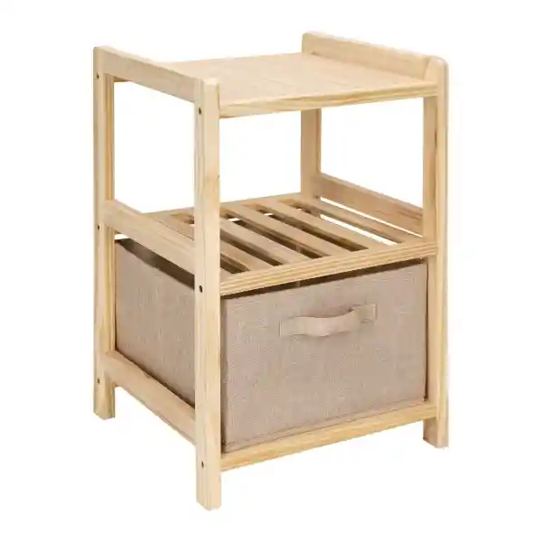 Velador Dos Niveles Con Cajón Textil Casaideas