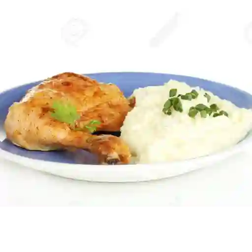 Colación 1/4 de pollo con arroz blanco