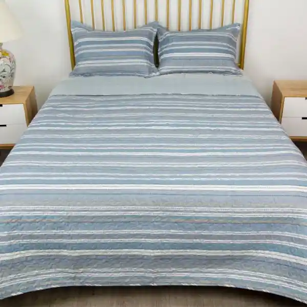 Quilt Estampado Superior Rayas 2 Plazas
