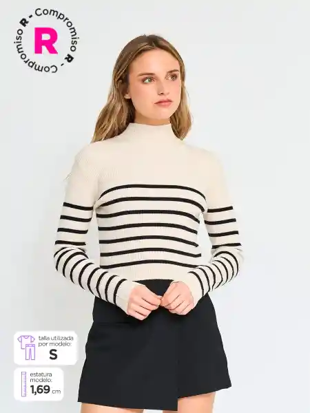 Index Suéter Manga Larga Celeste Color Ecru L S25