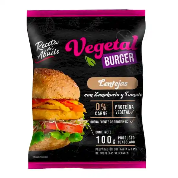 Receta Del Abuelo Vegetal Burger Lenteja Con Zanahoria y Tomate