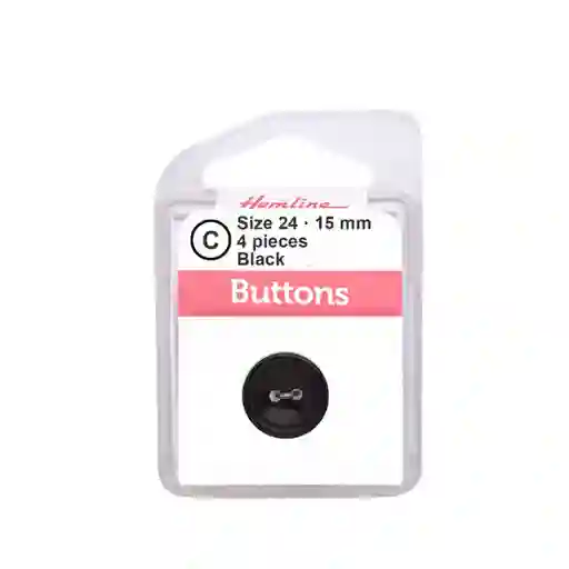 Botón Plástico Borde Doble Negro 15mm 4 D Hb02524.02 15mm 4
