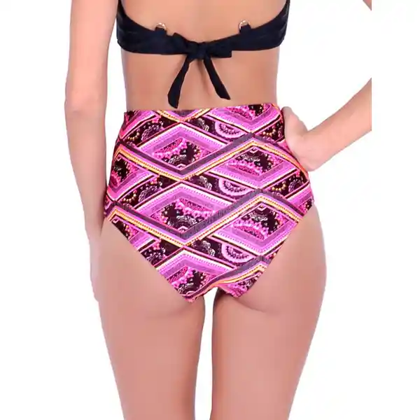 Bikini Calzón Pin up Clásico Estampado Fucsia Talla S Samia