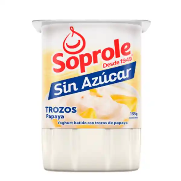 Soprole Yoghurt Sin Azúcar Trozos Papaya 155 g
