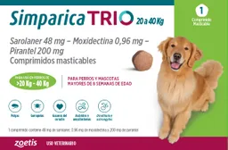 Simparica Trio Antiparasitario 20 a 40 Kg