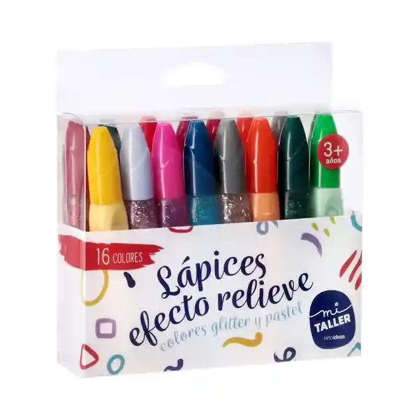 Set de Lápices Efecto Relieve en Colores Glitter y Pastel