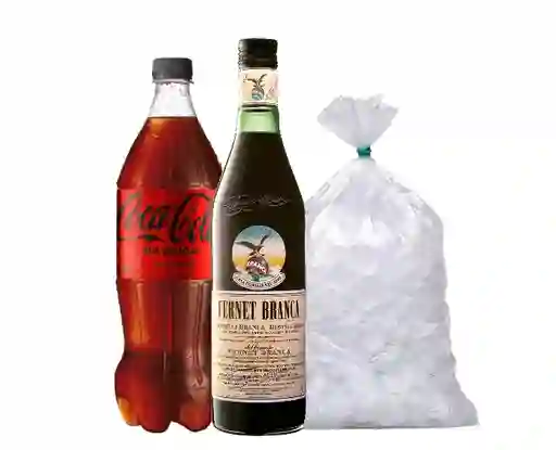 Combo Fernet 750 mL + Coca Zero 1.5 L + Hielo 1 Kg