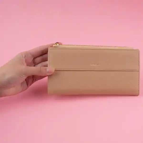 Cartera Larga Para Mujer Beige Miniso