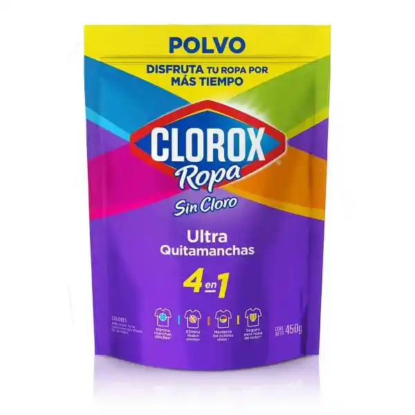 Ultra Quitamanchas en Polvo Clorox Ropa Color (Doypack) 450 gr