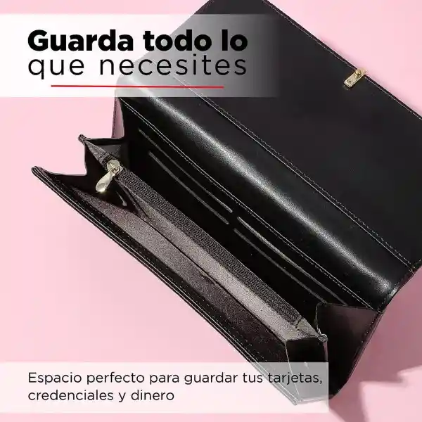 Miniso Billetera Larga Con Hebilla Metal Estilo Simplista Negro