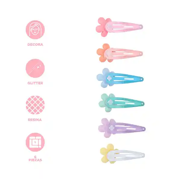 Set Broches Para Cabello Flower Miniso