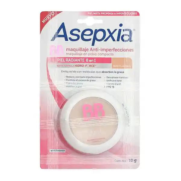 Asepxia Maquillaje en Polvo Comprimido Tono Beige Claro 