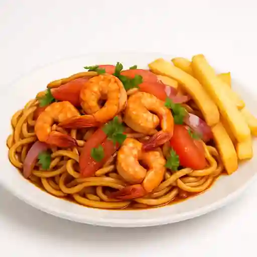 Tallarines Saltados de Camarones
