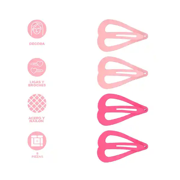 Kit Accesorios Para Cabello Colores Rosa Miniso