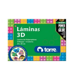 Torre Lamina 3D Pliego 5 Colores 25 x 35 cm