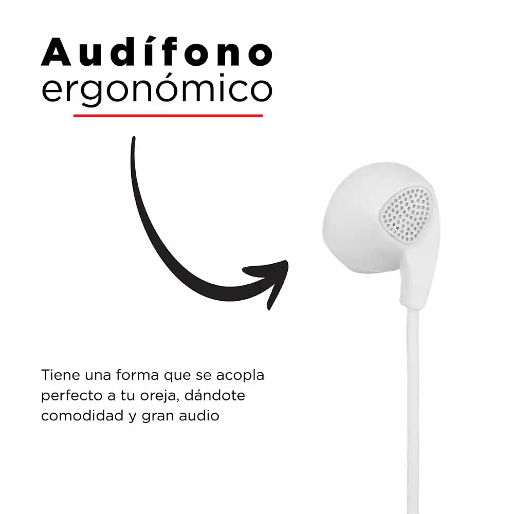 Miniso Audífonos De Cable Clásico - Blanco - 1.2 M