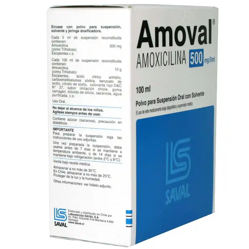 Amoval Polvo para Suspensión Oral con Solvente (500 mg / 5 mL)