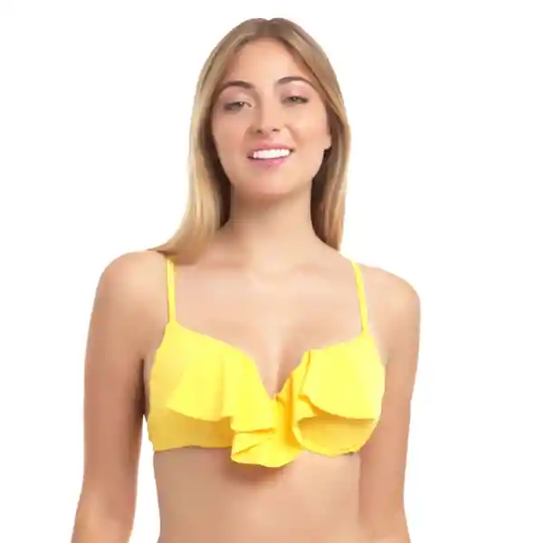 Bikini Estilo Sostén Con Vuelos Amarillo Talla XL Samia