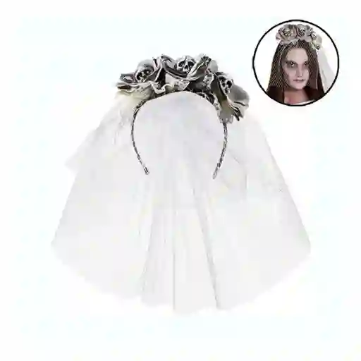 Cintillo Velo Con Flores Tres Calaveras