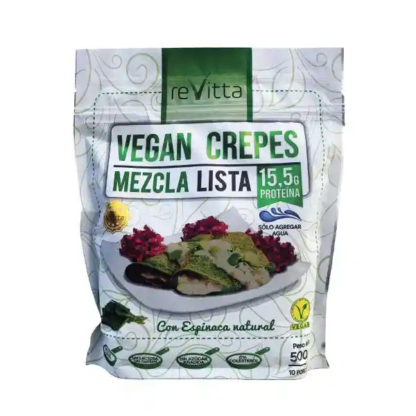 Revitta Mezcla Para Crepes Vegano Proteico Sabor Espinaca