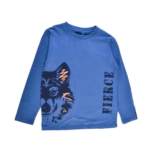 Polera Manga Larga Niño Azul Talla 2 A Pillin