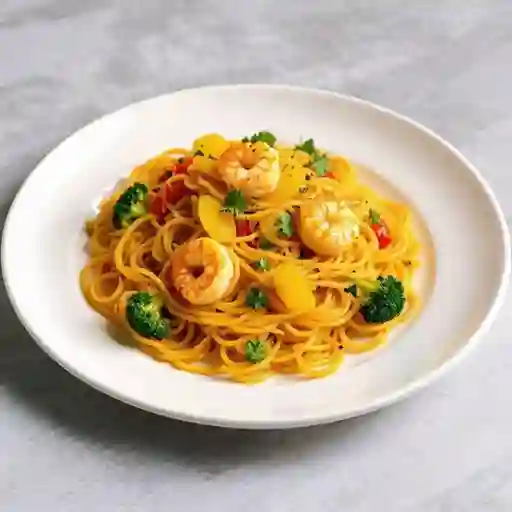 Tallarines con Camarón