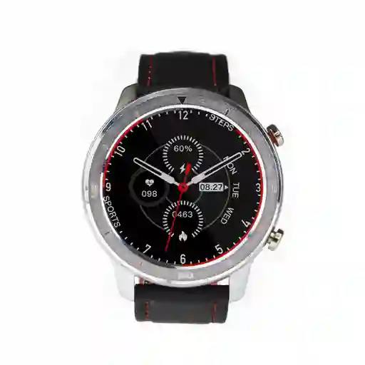 Lhotse Smartwatch Plateado Cuero Negro Rojo RD7