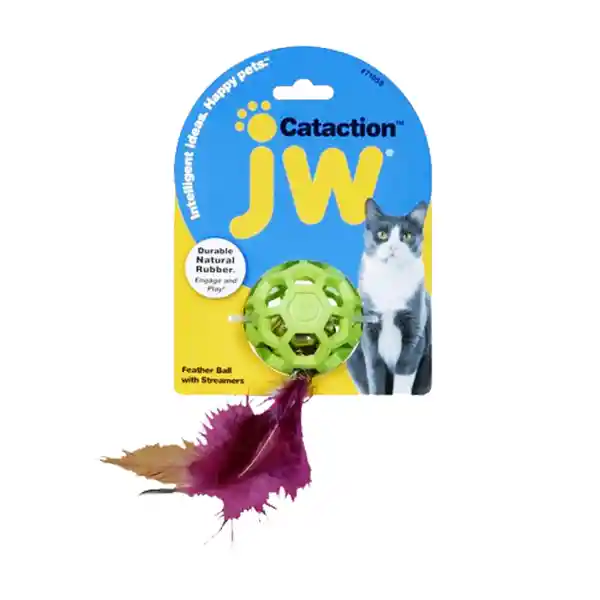 Jw Juguete Cataction Feather Ball With Bell